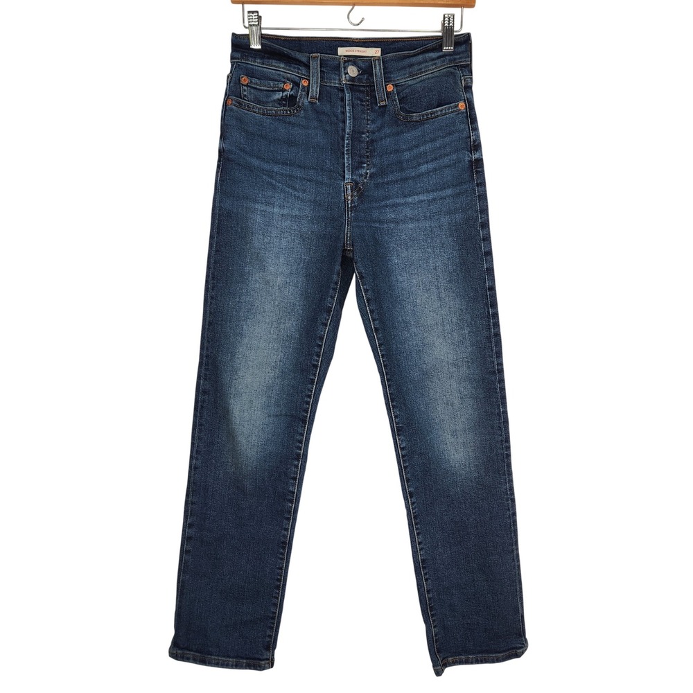Levis Wedgie Straight Jeans Womens 27 Dark Wash High Rise Button Fly Denim